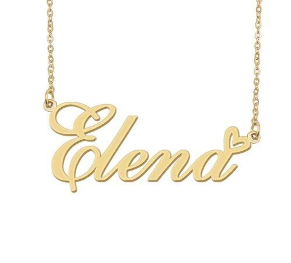 5524 Elena Name Necklace Heart Charm Pendant 18k Gold Plated Stainless